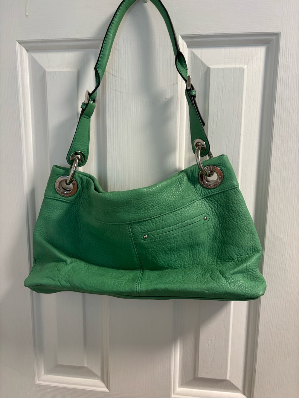 B. Makowsky Green Pebbled Leather Hobo Shoulder Bag - Picture 4 of 9
